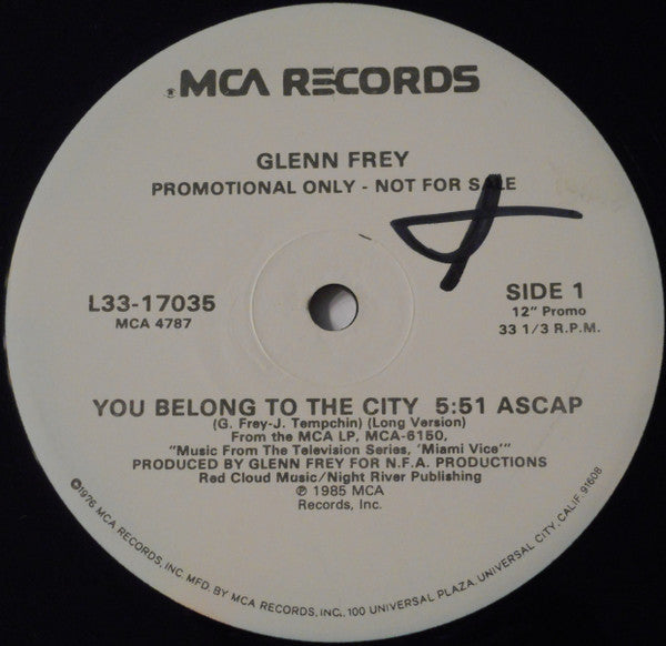 Glenn Frey : You Belong To The City (12", Single, Promo)