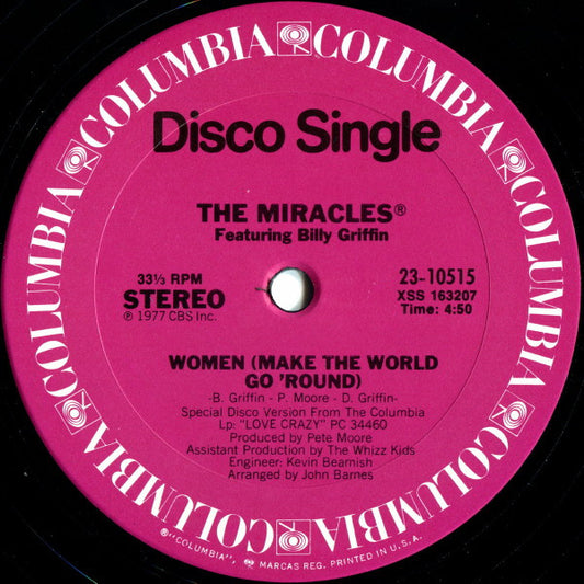 The Miracles Featuring Billy Griffin : Women (Make The World Go 'Round) / Spy For Brotherhood (12", Single)