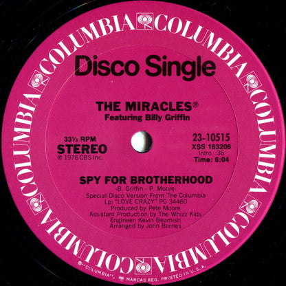 The Miracles Featuring Billy Griffin : Women (Make The World Go 'Round) / Spy For Brotherhood (12", Single)