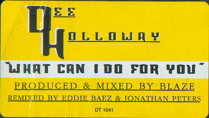 Dee Holloway : What Can I Do For You (12")