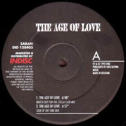 The Age Of Love* : The Age Of Love (12")
