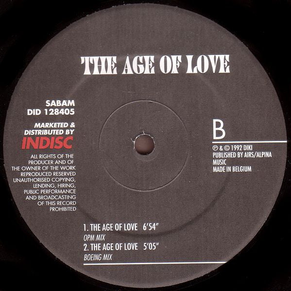 The Age Of Love* : The Age Of Love (12")