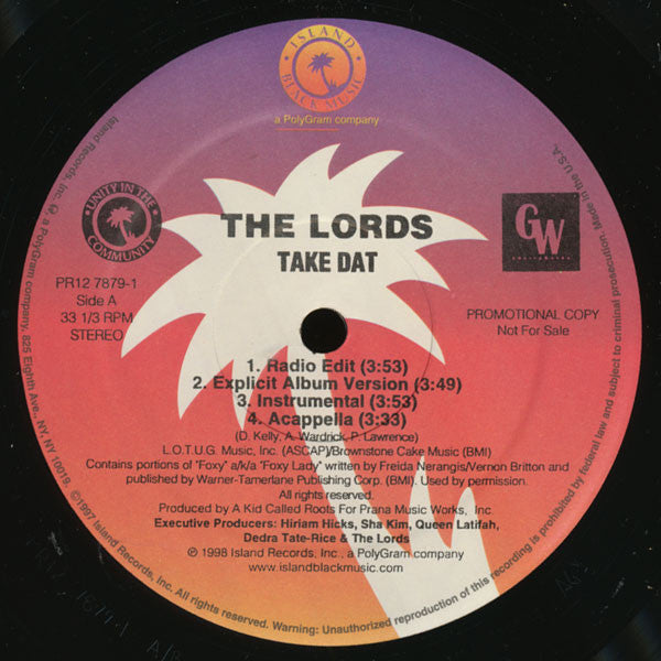 The Lords* : Take Dat (12", Promo)