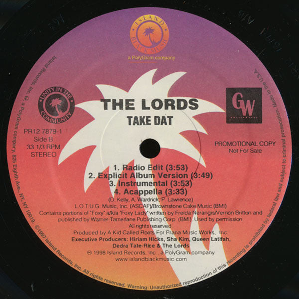 The Lords* : Take Dat (12", Promo)