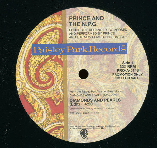 Prince And The N.P.G.* : Diamonds And Pearls (12", Single, Promo)