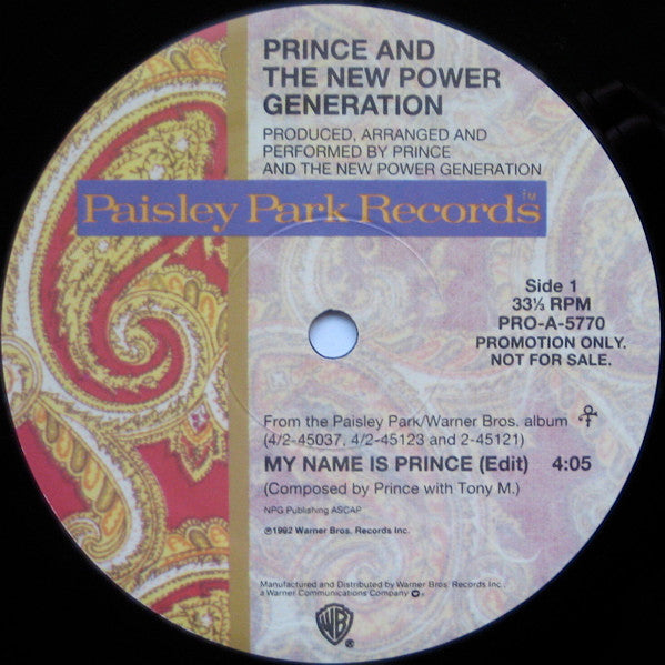 Prince And The New Power Generation : My Name Is Prince (12", Promo)