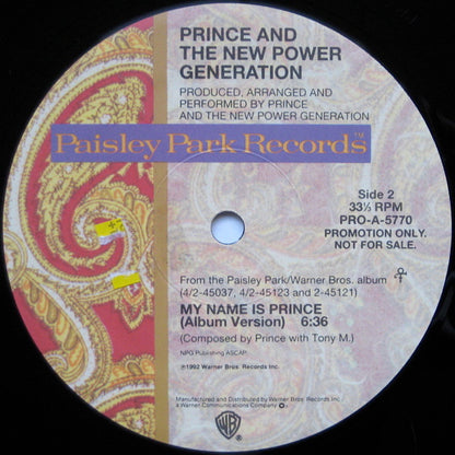 Prince And The New Power Generation : My Name Is Prince (12", Promo)