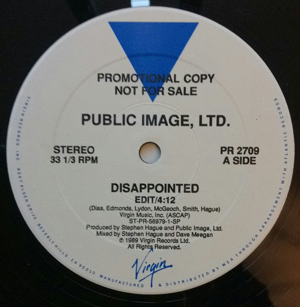 Public Image Ltd.* : Disappointed (12", Single, Promo)