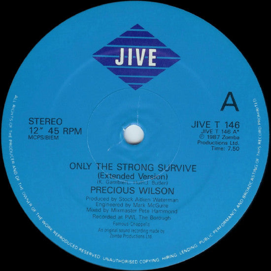 Precious Wilson : Only The Strong Survive (12", Single)