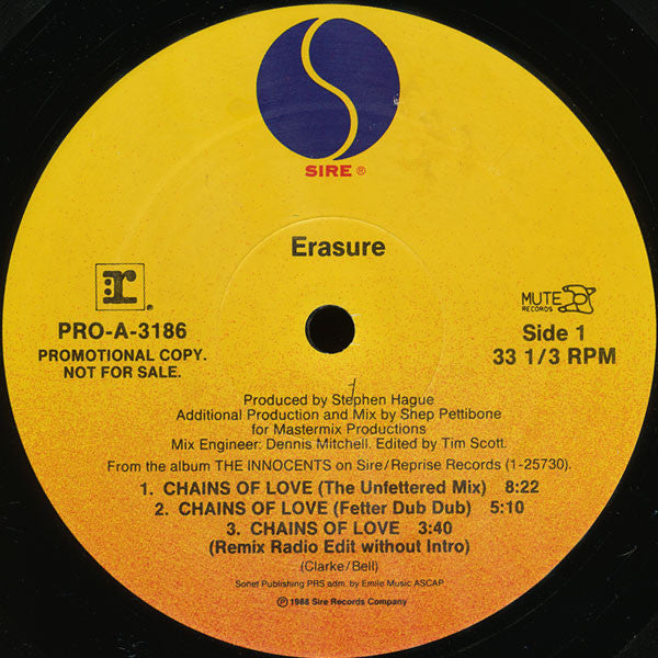Erasure : Chains Of Love (12", Promo, All)