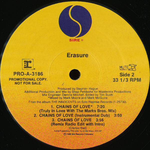 Erasure : Chains Of Love (12", Promo, All)
