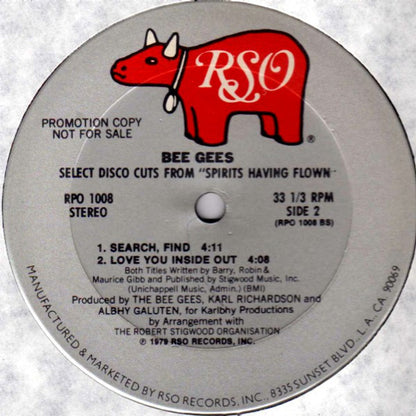 Bee Gees : Select Disco Cuts From "Spirits Having Flown" (12", Promo)
