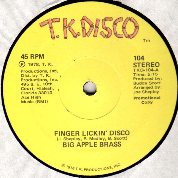 Big Apple Brass : Finger Lickin' Disco (12", Promo)