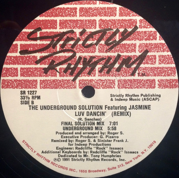 The Underground Solution* Featuring Jasmine : Luv Dancin' (Remix) (12")