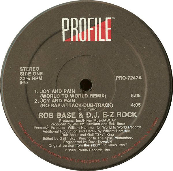 Rob Base & D.J. E-Z Rock* : Joy And Pain (Remix) (12", Single)
