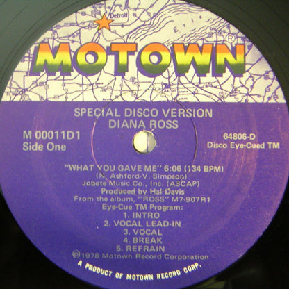 Diana Ross / Bonnie Pointer : What You Gave Me / Free Me From My Freedom (12")