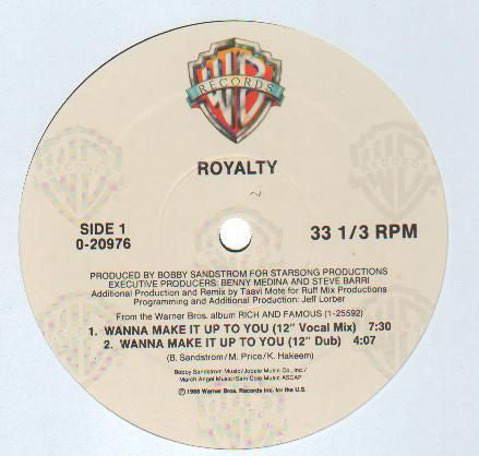 Royalty : Wanna Make It Up To You / In A Place Called Love (12", Maxi)