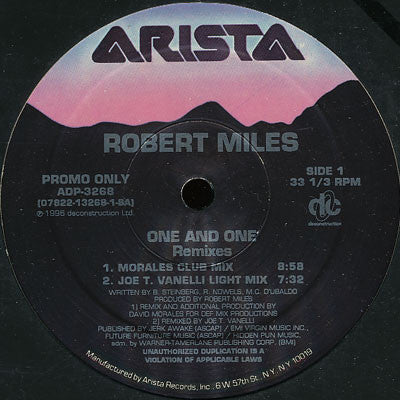 Robert Miles : One And One (Remixes) (12", Promo)