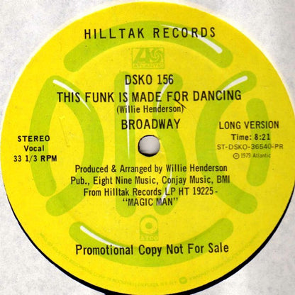 Broadway (5) : This Funk Is Made For Dancing (12", Promo)