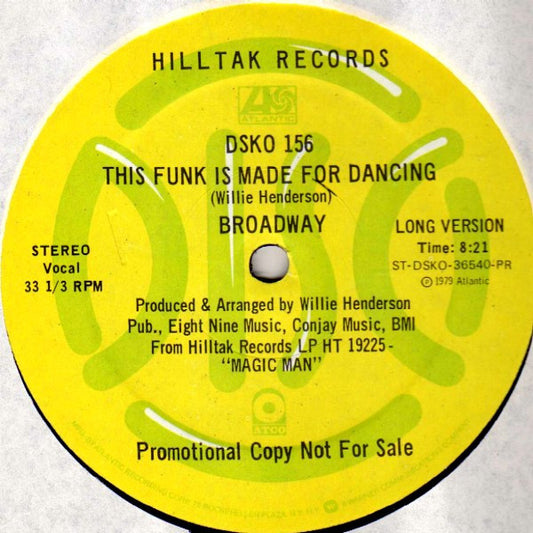 Broadway (5) : This Funk Is Made For Dancing (12", Promo)