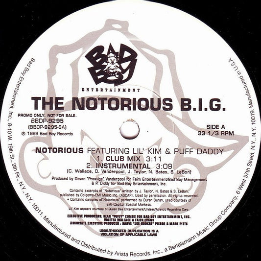 The Notorious B.I.G.* : Notorious (12", Promo)