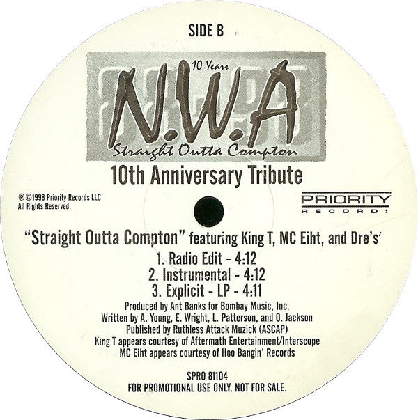 N.W.A. : Straight Outta Compton - 10th Anniversary Tribute (12", Promo)