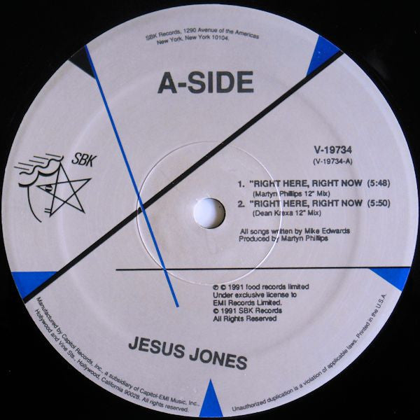 Jesus Jones : Right Here, Right Now / International Bright Young Thing (12")