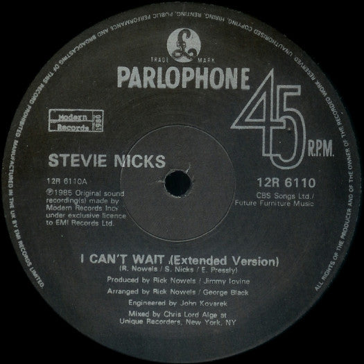 Stevie Nicks : I Can't Wait (Extended Mix) (12", Single)