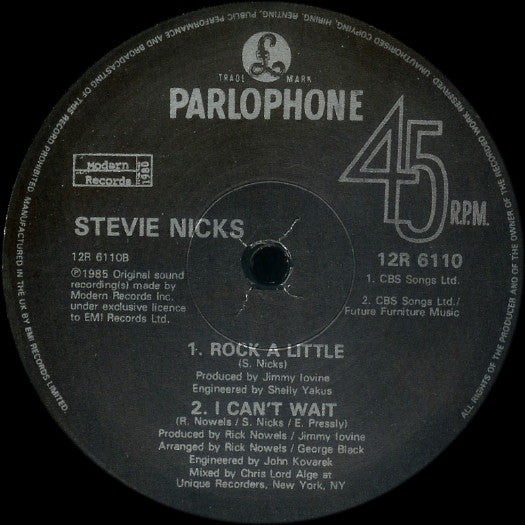 Stevie Nicks : I Can't Wait (Extended Mix) (12", Single)