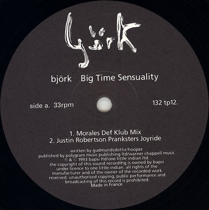 Björk : Big Time Sensuality (12", Single)