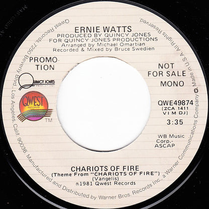 Ernie Watts : Chariots Of Fire (7", Mono, Promo)
