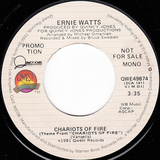Ernie Watts : Chariots Of Fire (7", Mono, Promo)