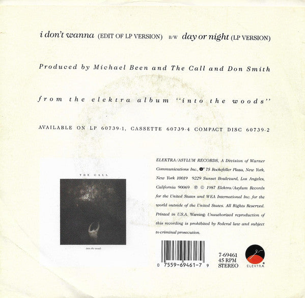 The Call : I Don't Wanna (7", Single)