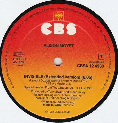 Alison Moyet : Invisible (Extended Version) (12", Maxi)