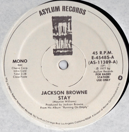 Jackson Browne : Stay (12", Mono, Promo)