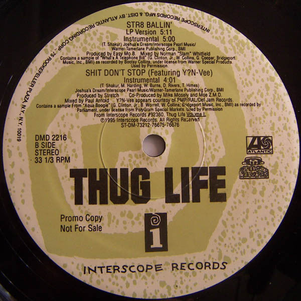 Thug Life : It Don't Stop / Str8 Ballin' (12", Single, Promo)
