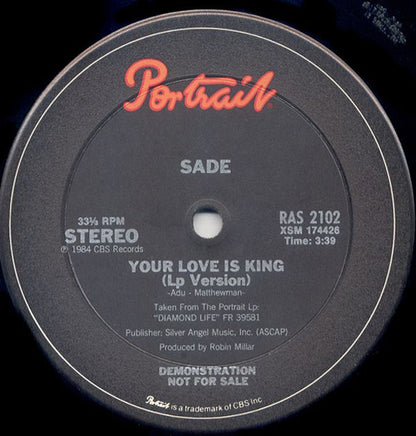 Sade : Your Love Is King (12", Single, Promo)
