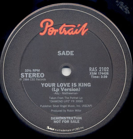 Sade : Your Love Is King (12", Single, Promo)