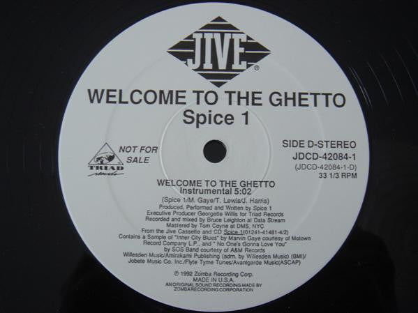Spice 1 : Welcome To The Ghetto (12", Promo)