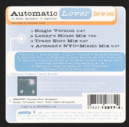Real McCoy : Automatic Lover (Call For Love) (CD, Single)