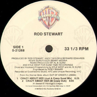 Rod Stewart : Crazy About Her (12", Maxi)