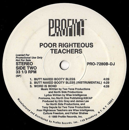Poor Righteous Teachers : Time To Say Peace / Butt Naked Booty Bless (12", Promo, RE)