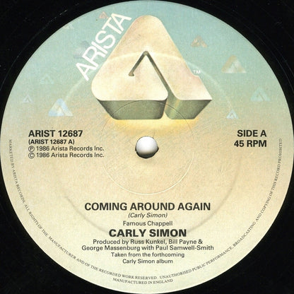 Carly Simon : Coming Around Again (Theme From Heartburn) (12", Single)