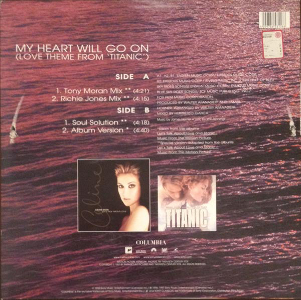 Celine Dion* : My Heart Will Go On (Love Theme From 'Titanic') (Dance Mixes) (12", Single)