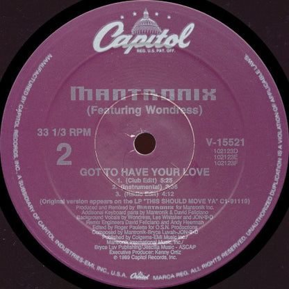 Mantronix Featuring Wondress* : Got To Have Your Love (12", Single, Spe)