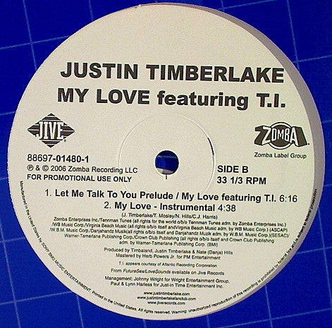 Justin Timberlake : My Love (12", Promo)