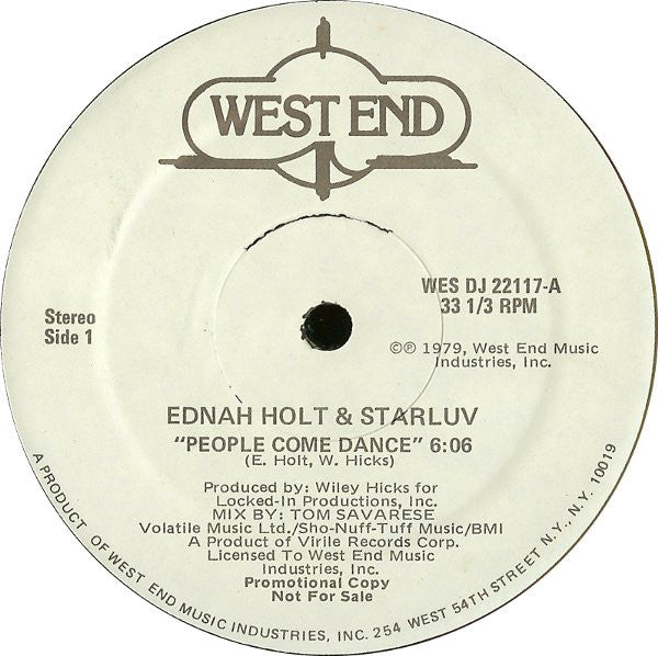 Ednah Holt & Starluv : People Come Dance (12", Promo, RM, RP)