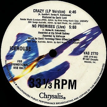 Icehouse : Crazy (12", Single, Promo, EMW)