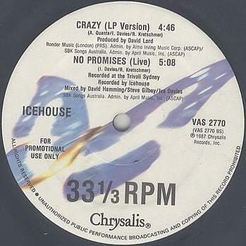 Icehouse : Crazy (12", Single, Promo, EMW)