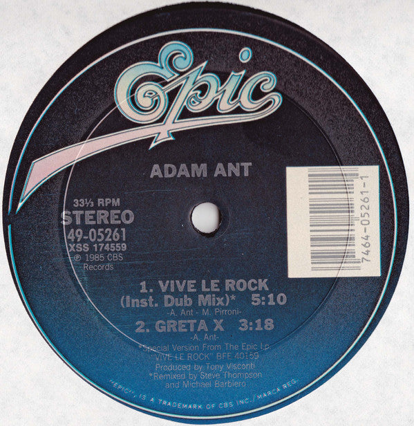 Adam Ant : Vive Le Rock (Remix) (12")